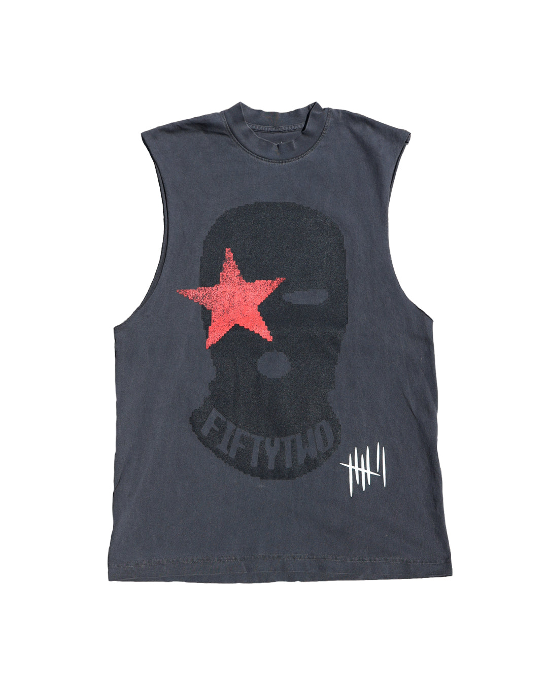 "Bandit" Cutoff Tee (Washed Black/Red)