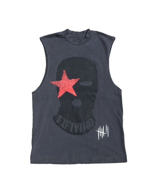 "Bandit" Cutoff Tee (Washed Black/Red)
