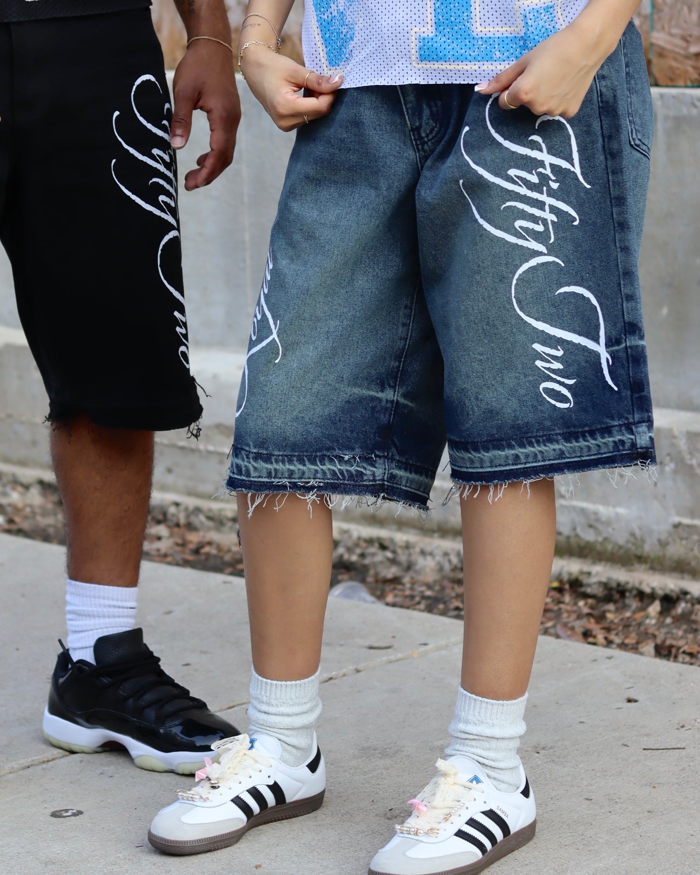 Script Denim Shorts - Indigo