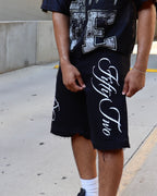 Script Denim Shorts - Vintage Black