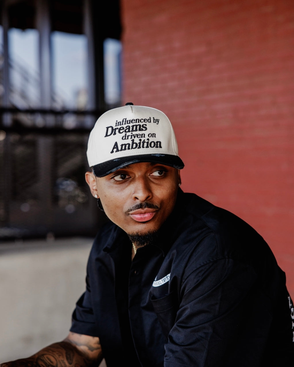 “Ambition” Trucker Hat (Cream/Black)