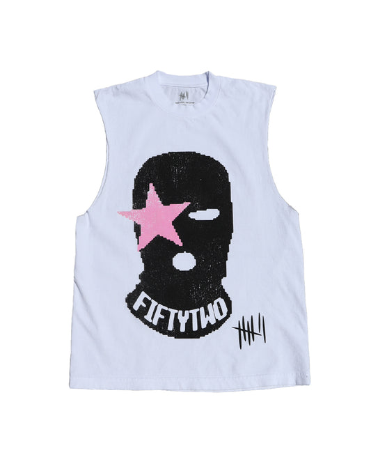 "Bandit" Cutoff Tee (Pink/True White)